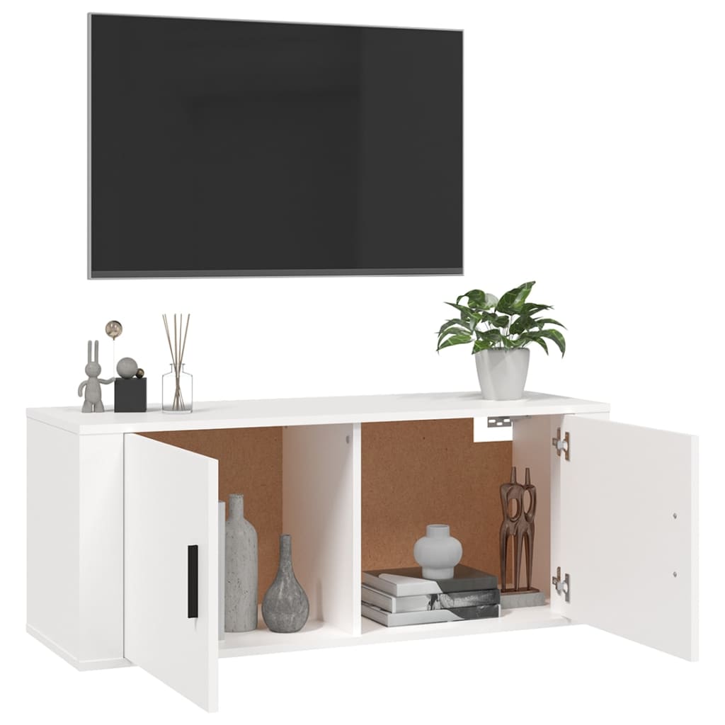 vidaXL Wall Mounted TV Cabinet White 100x34,5x40 cm
