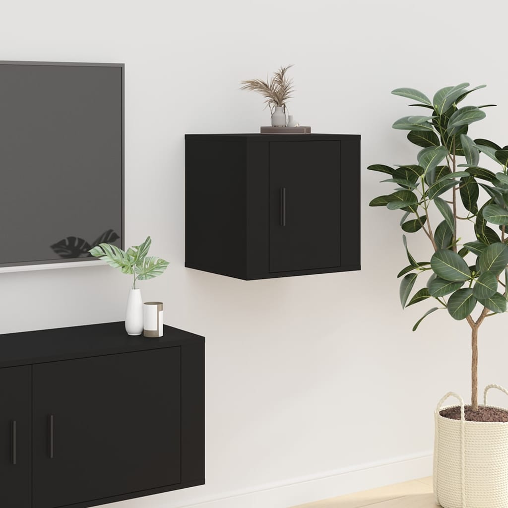 vidaXL 2 Piece Wall-mounted TV Cabinet Set Black 40x34,5x40 cm