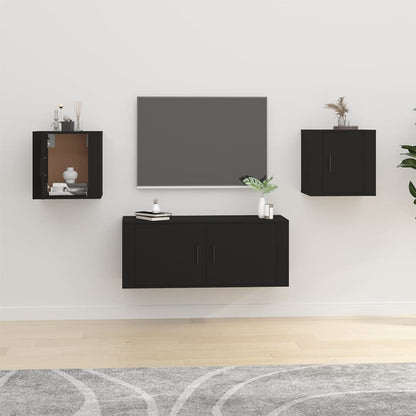 vidaXL 2 Piece Wall-mounted TV Cabinet Set Black 40x34,5x40 cm