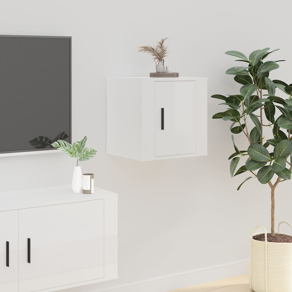 vidaXL 2 Piece Wall-mounted TV Cabinet Set High Gloss White 40x34,5x40 cm