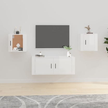 vidaXL 2 Piece Wall-mounted TV Cabinet Set High Gloss White 40x34,5x40 cm