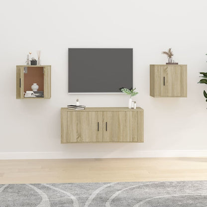 vidaXL 2 Piece Wall-mounted TV Cabinet Set Sonoma Oak 40x34,5x40 cm
