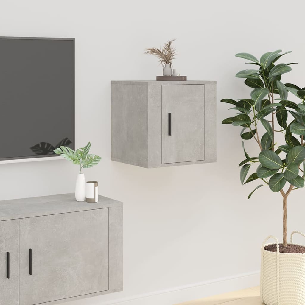 vidaXL 2 Piece Wall-mounted TV Cabinet Set Concrete Grey 40x34,5x40 cm