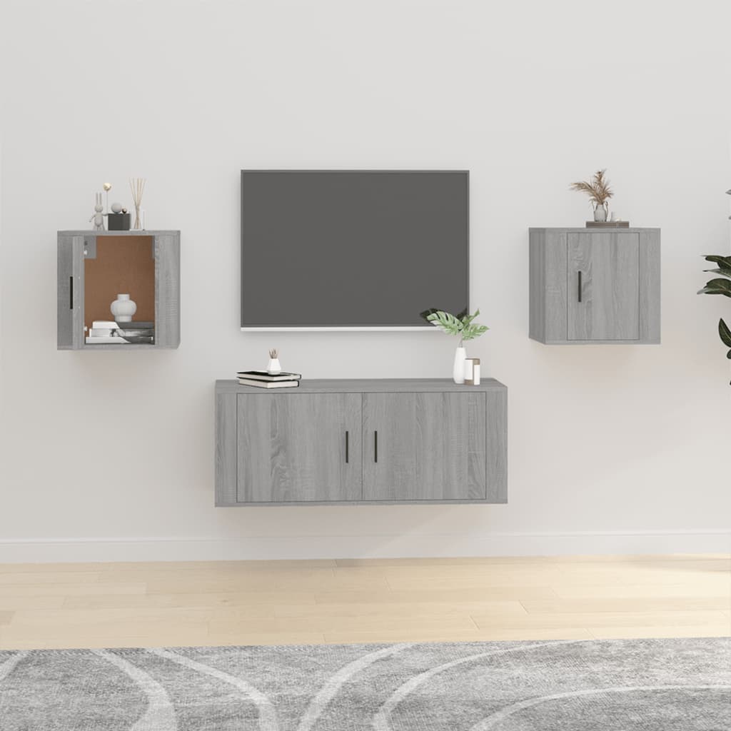 vidaXL 2 Piece Wall-mounted TV Cabinet Set Grey Sonoma 40x34,5x40 cm