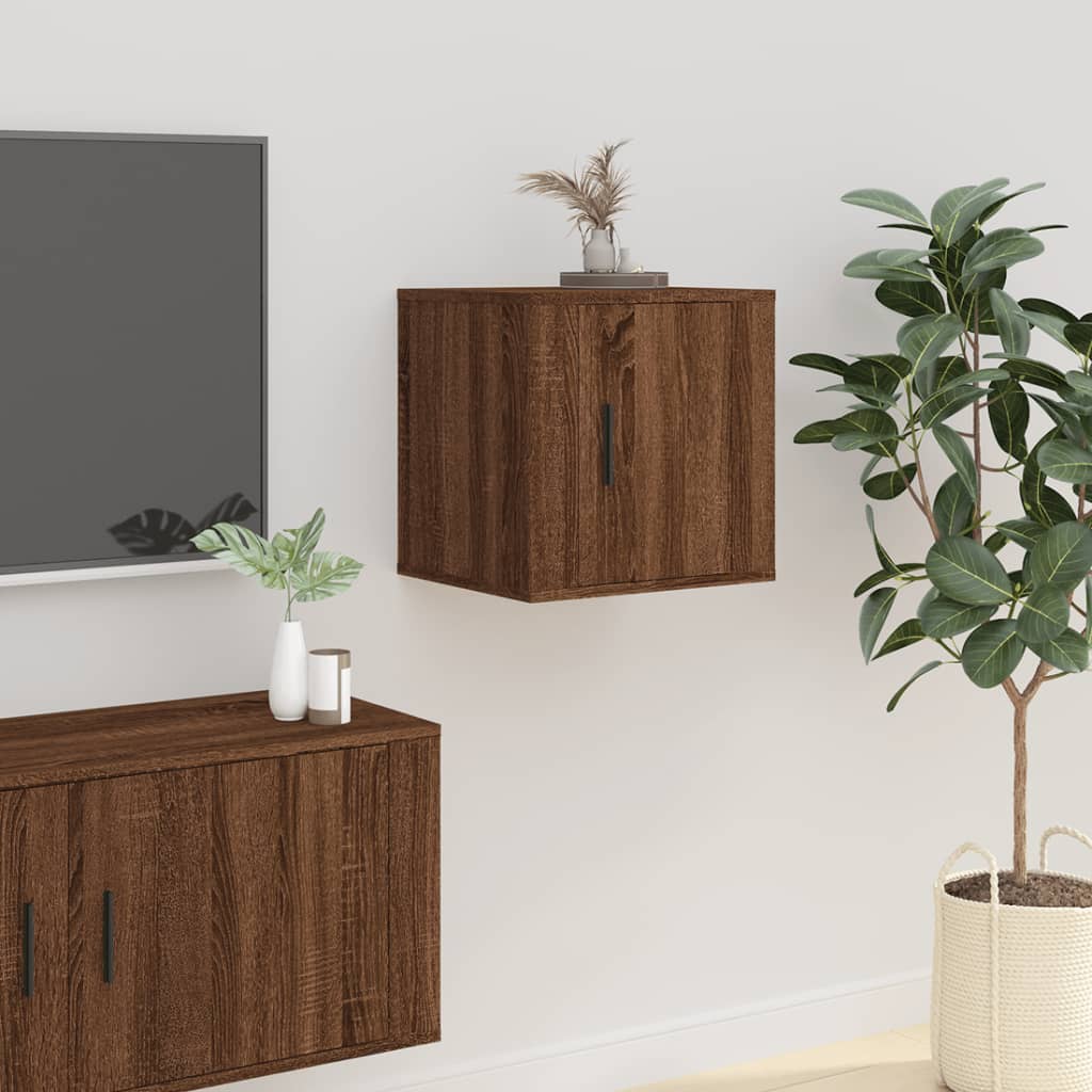 vidaXL 2 Piece Wall-mounted TV Cabinet Set Brown Oak 40x34,5x40 cm