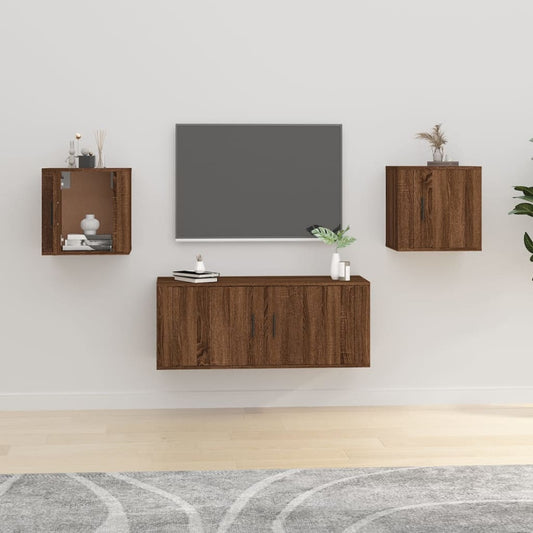vidaXL 2 Piece Wall-mounted TV Cabinet Set Brown Oak 40x34,5x40 cm