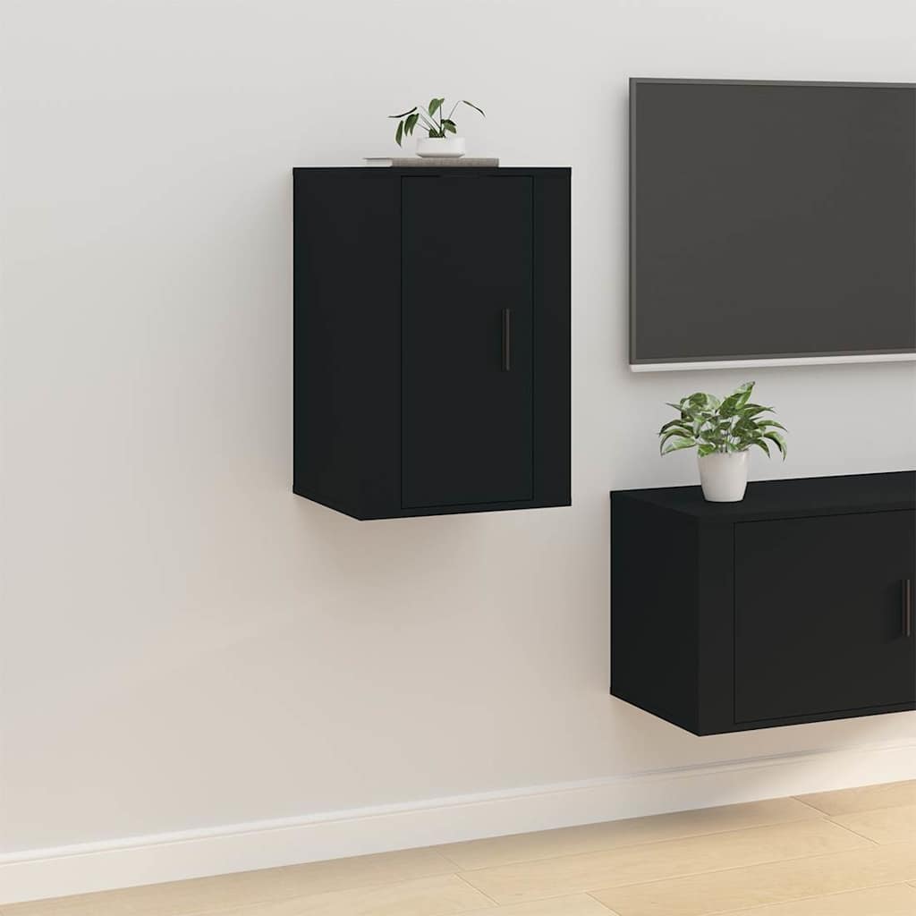 vidaXL 2 Piece Wall-mounted TV Cabinet Set Black 40x34,5x60 cm