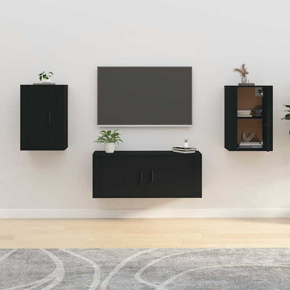vidaXL 2 Piece Wall-mounted TV Cabinet Set Black 40x34,5x60 cm