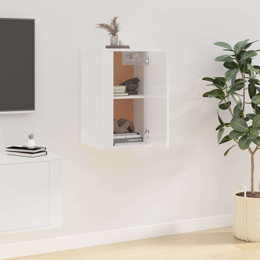 vidaXL Wall Mounted TV Cabinet High Gloss White 40x34,5x60 cm