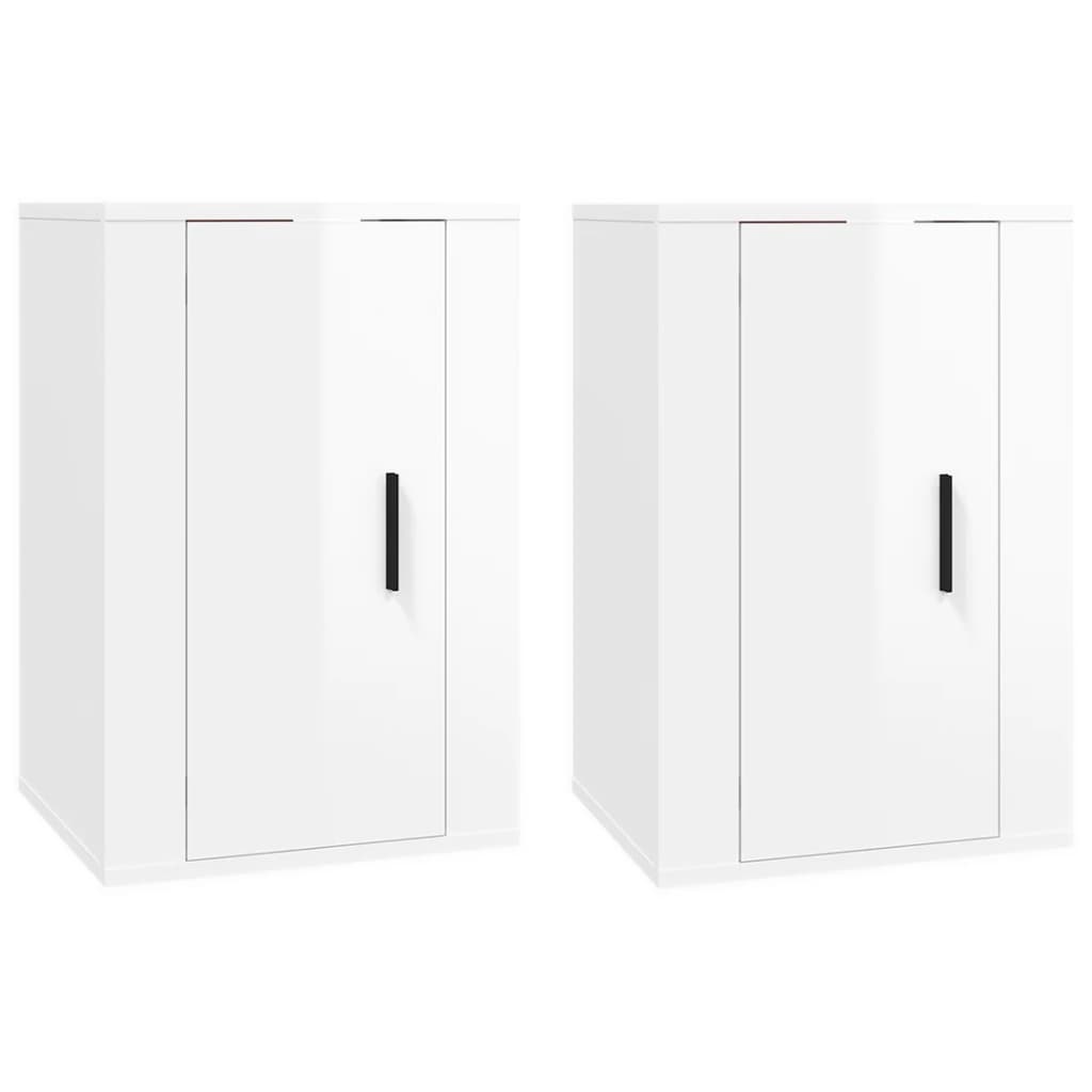 vidaXL 2 Piece Wall-mounted TV Cabinet Set High Gloss White 40x34,5x60 cm