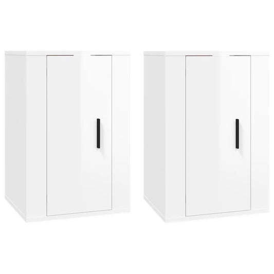 vidaXL 2 Piece Wall-mounted TV Cabinet Set High Gloss White 40x34,5x60 cm