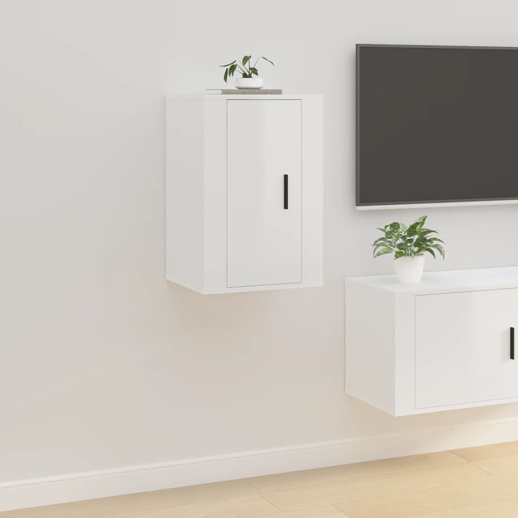 vidaXL 2 Piece Wall-mounted TV Cabinet Set High Gloss White 40x34,5x60 cm