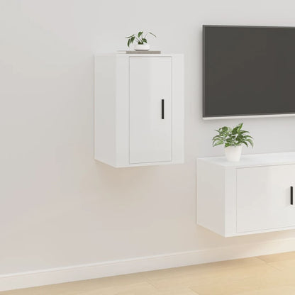 vidaXL 2 Piece Wall-mounted TV Cabinet Set High Gloss White 40x34,5x60 cm
