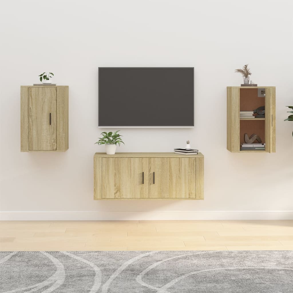 vidaXL 2 Piece Wall-mounted TV Cabinet Set Sonoma Oak 40x34,5x60 cm