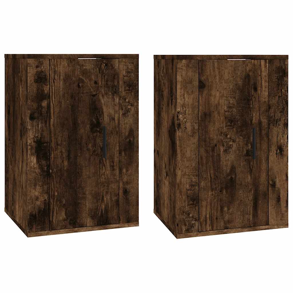 vidaXL 2 Piece Wall-mounted TV Cabinet Set Smoked Oak 40x34,5x60 cm