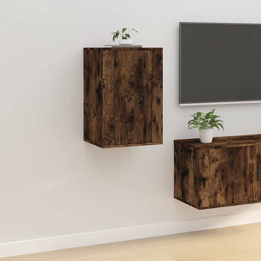 vidaXL 2 Piece Wall-mounted TV Cabinet Set Smoked Oak 40x34,5x60 cm