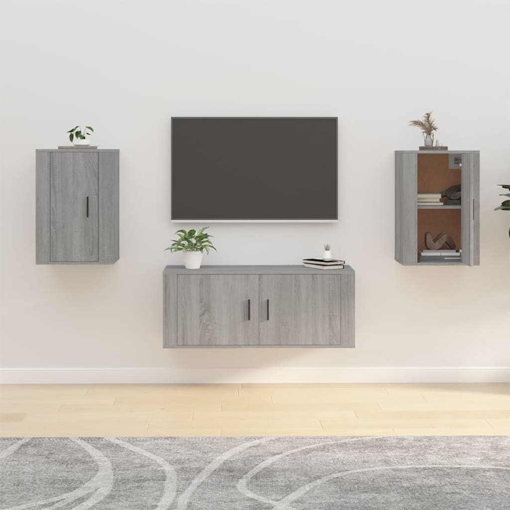 vidaXL 2 Piece Wall-mounted TV Cabinet Set Grey Sonoma 40x34,5x60 cm