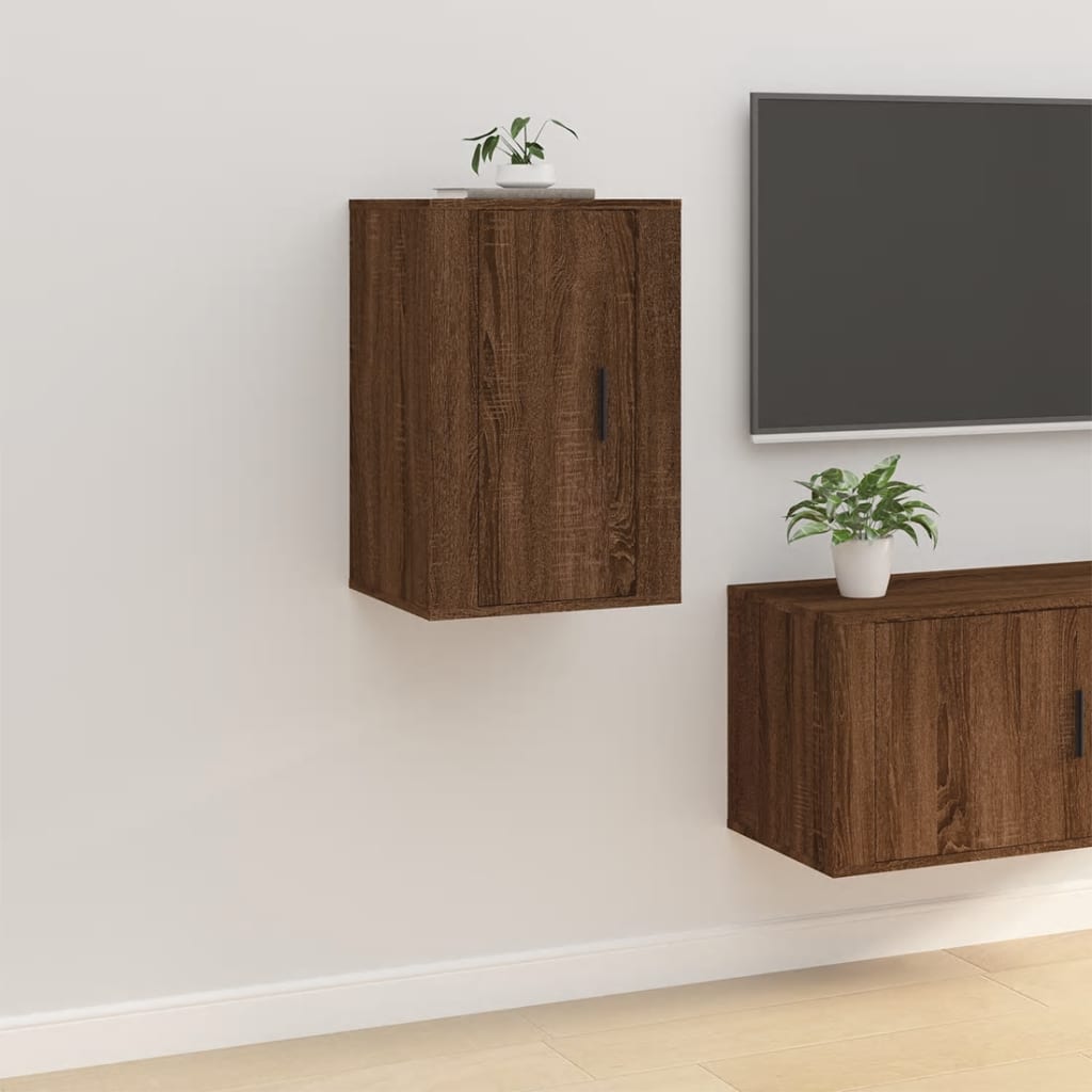 vidaXL 2 Piece Wall-mounted TV Cabinet Set Brown Oak 40x34,5x60 cm