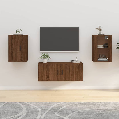 vidaXL 2 Piece Wall-mounted TV Cabinet Set Brown Oak 40x34,5x60 cm
