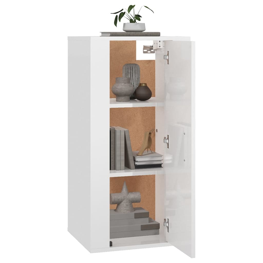 vidaXL Wall Mounted TV Cabinet High Gloss White 40x34,5x80 cm