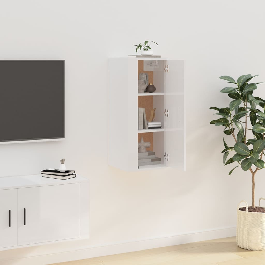 vidaXL Wall Mounted TV Cabinet High Gloss White 40x34,5x80 cm