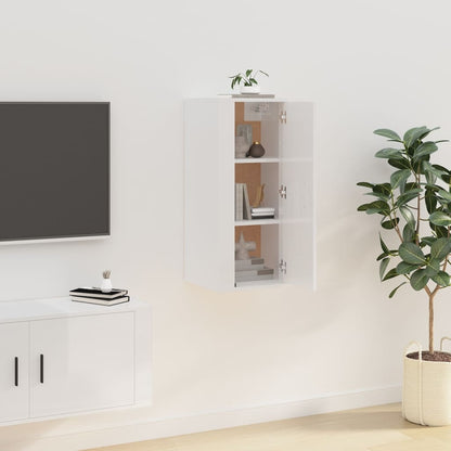 vidaXL Wall Mounted TV Cabinet High Gloss White 40x34,5x80 cm