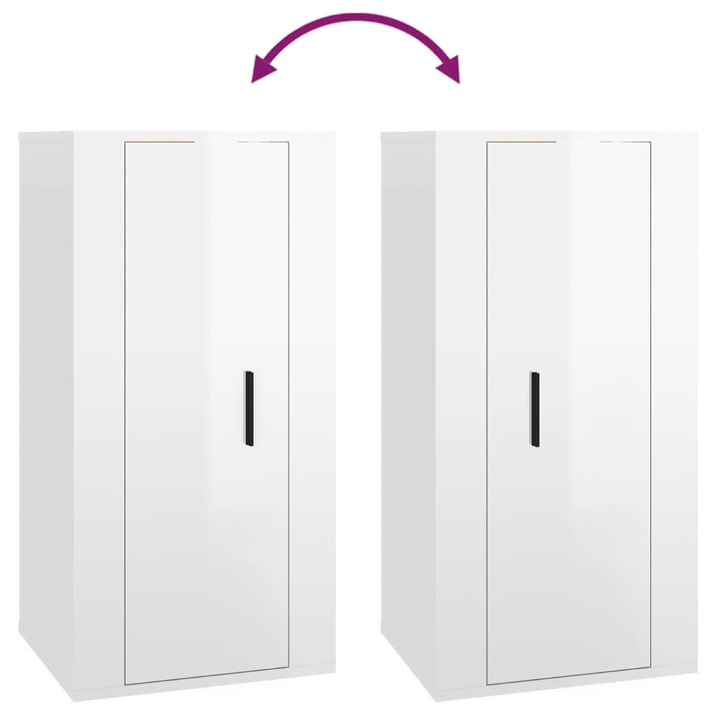 vidaXL Wall Mounted TV Cabinet High Gloss White 40x34,5x80 cm