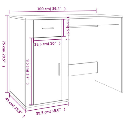 vidaXL Desk White 100x49x75 cm Engineered Wood