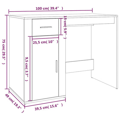 vidaXL Desk Grey Sonoma 100x49x75 cm Engineered Wood