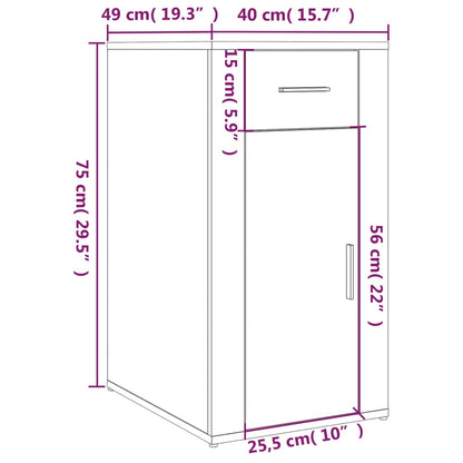 vidaXL Desk Cabinet Grey Sonoma 40x49x75 cm Engineered Wood