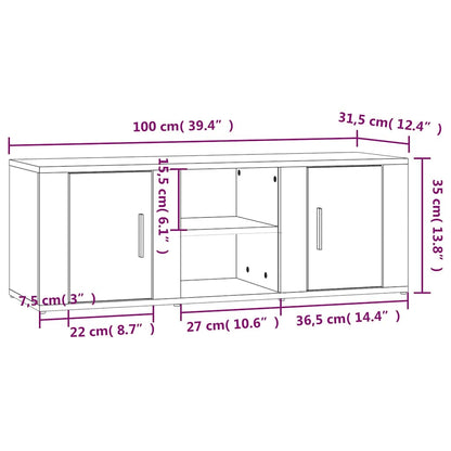 vidaXL TV Cabinet White 100x31,5x35 cm Engineered Wood