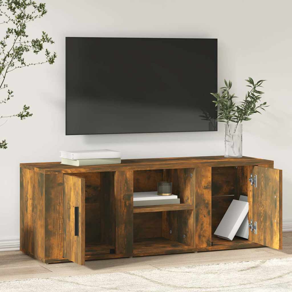 vidaXL TV Cabinet Smoked Oak 100x31,5x35 cm Engineered Wood