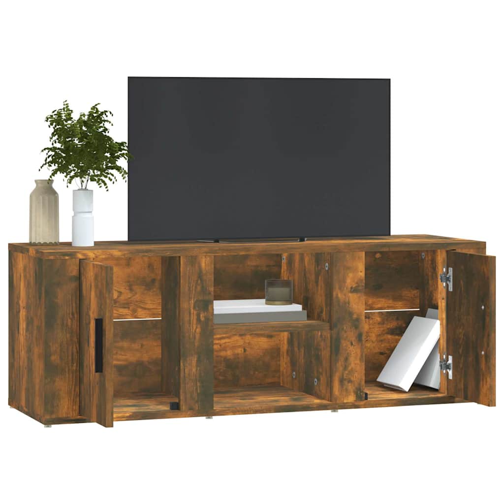vidaXL TV Cabinet Smoked Oak 100x31,5x35 cm Engineered Wood