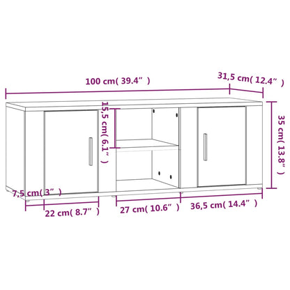 vidaXL TV Cabinet Smoked Oak 100x31.5x35 cm Engineered Wood