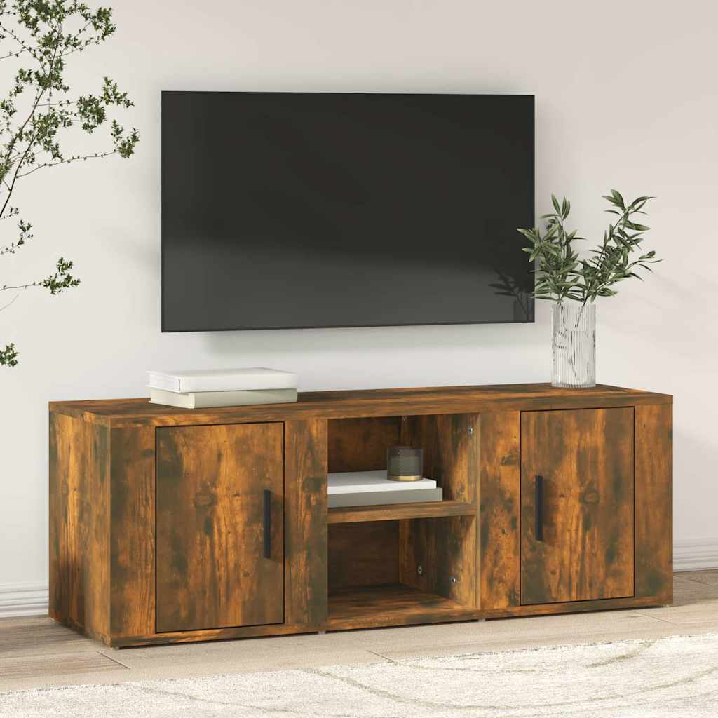 vidaXL TV Cabinet Smoked Oak 100x31,5x35 cm Engineered Wood