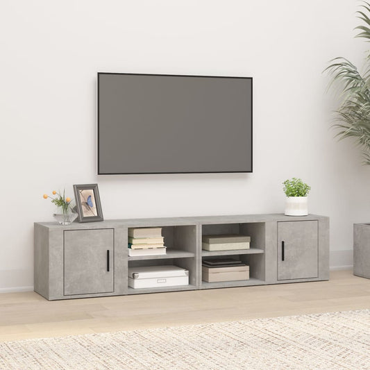 vidaXL 2 Piece TV Cabinet Set Concrete Grey 80x31,5x36 cm Engineered Wood
