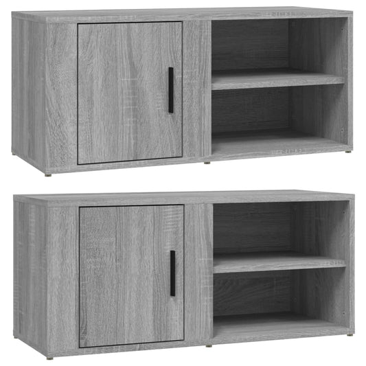 vidaXL 2 Piece TV Cabinet Set Grey Sonoma 80x31,5x36 cm Engineered Wood