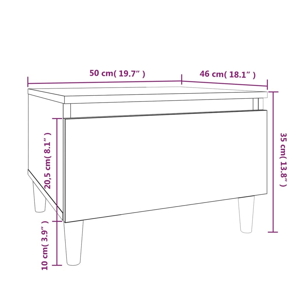 vidaXL Side Table Black 50x46x35 cm Engineered Wood