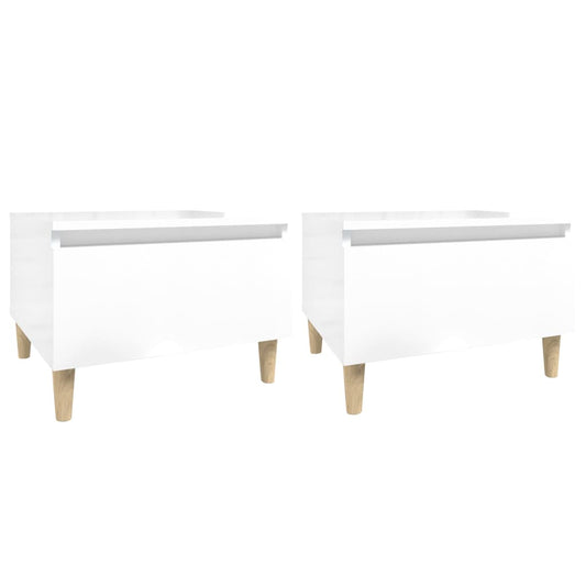 vidaXL Side Tables 2 pcs High Gloss White 50x46x35 cm Engineered Wood