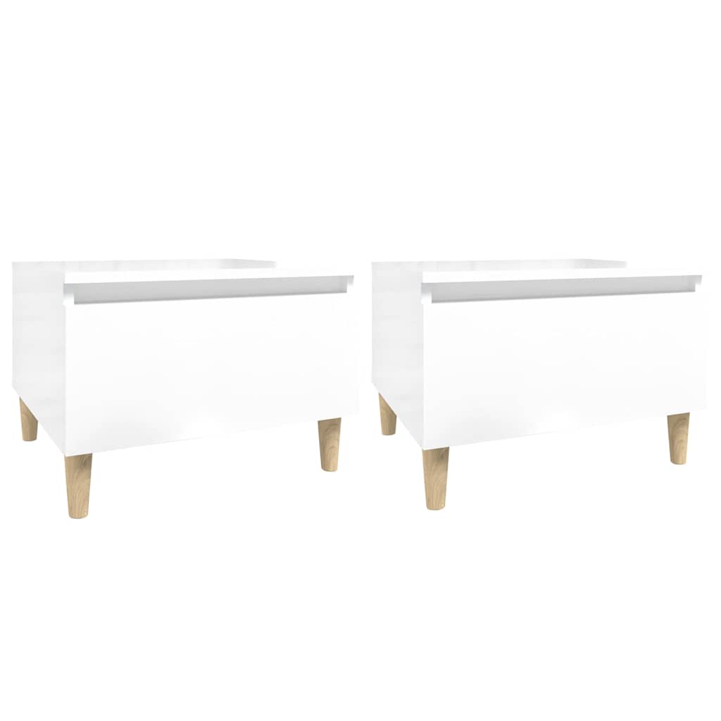 vidaXL Side Tables 2 pcs High Gloss White 50x46x35 cm Engineered Wood