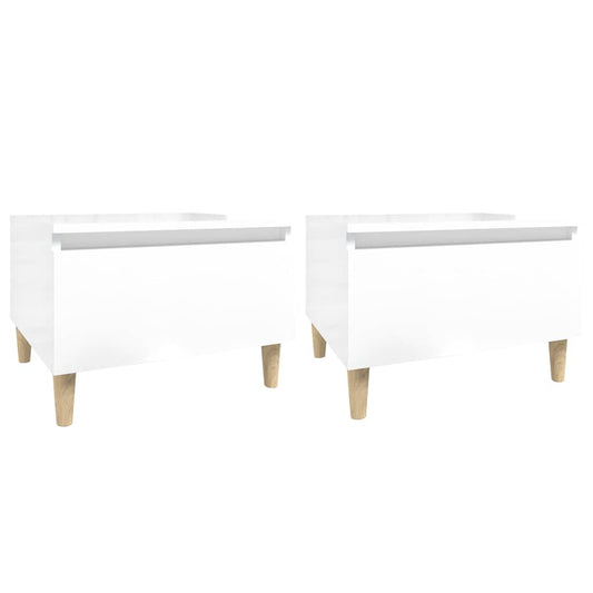 vidaXL Side Tables 2 pcs High Gloss White 50x46x35 cm Engineered Wood