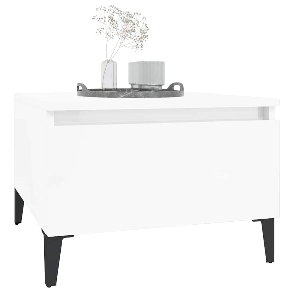 vidaXL Side Tables 2 pcs High Gloss White 50x46x35 cm Engineered Wood
