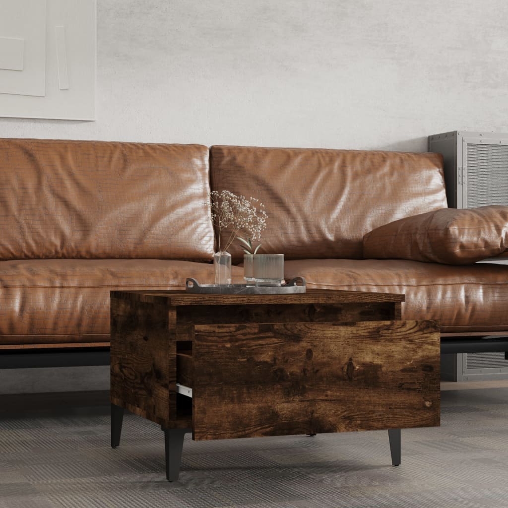 vidaXL Side Table Smoked Oak 50x46x35 cm Engineered Wood
