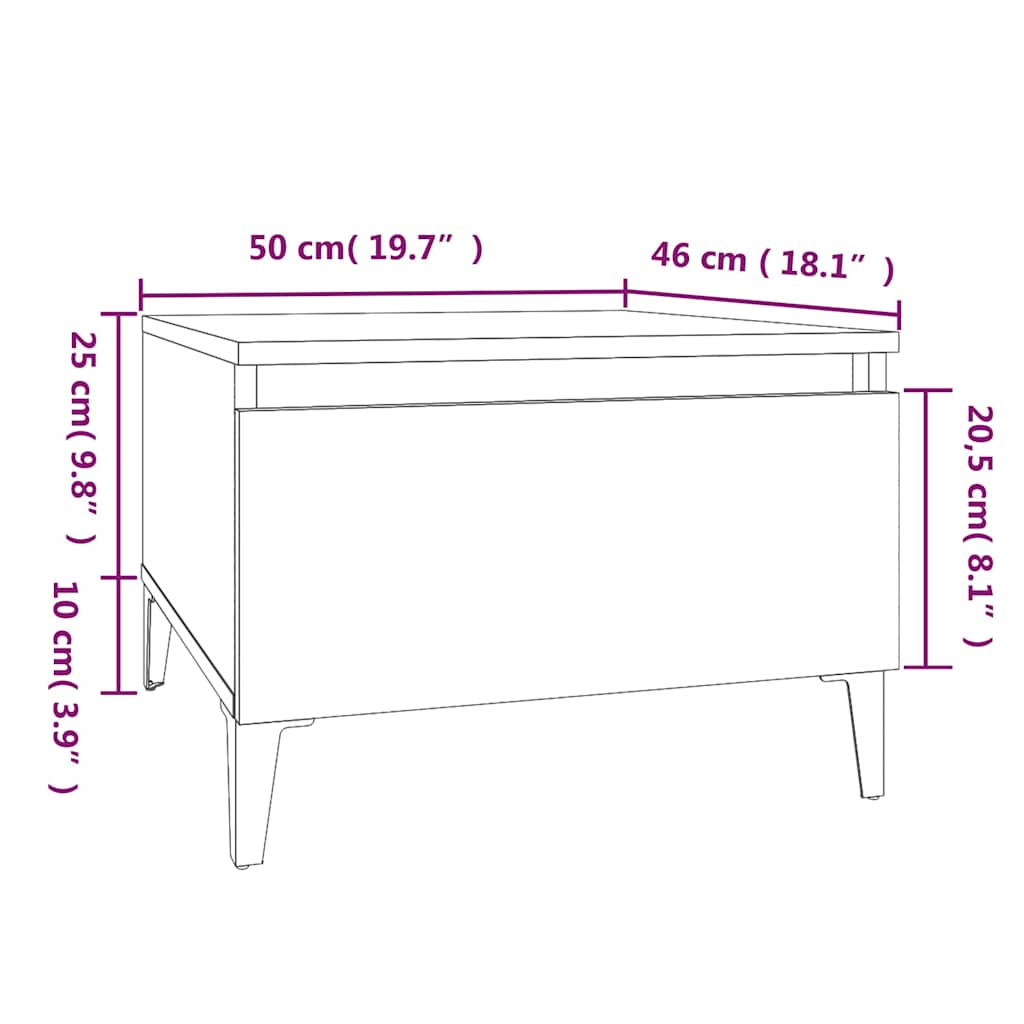 vidaXL Side Table Grey Sonoma 50x46x35 cm Engineered Wood