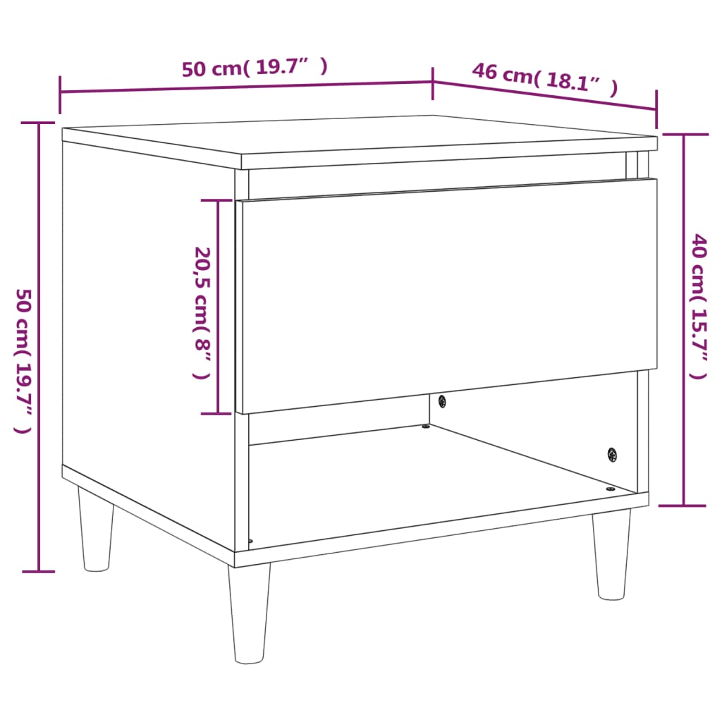 vidaXL Bedside Tables 2 pcs Sonoma Oak 50x46x50 Engineered Wood
