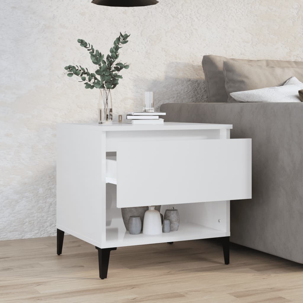 vidaXL Side Table High Gloss White 50x46x50 cm Engineered Wood