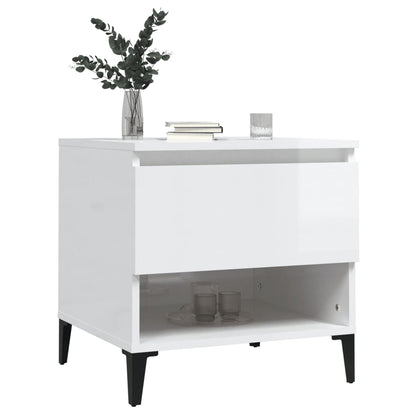 vidaXL Side Table High Gloss White 50x46x50 cm Engineered Wood
