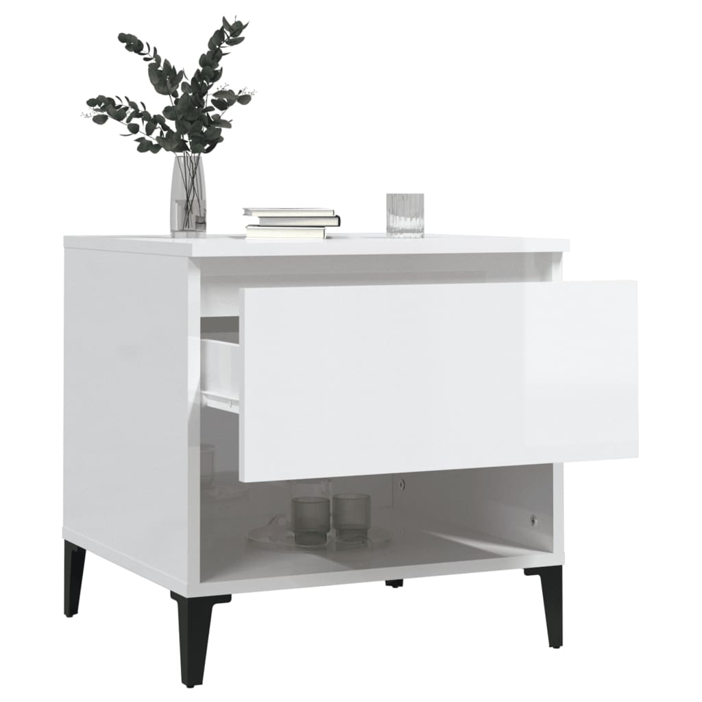 vidaXL Side Table High Gloss White 50x46x50 cm Engineered Wood