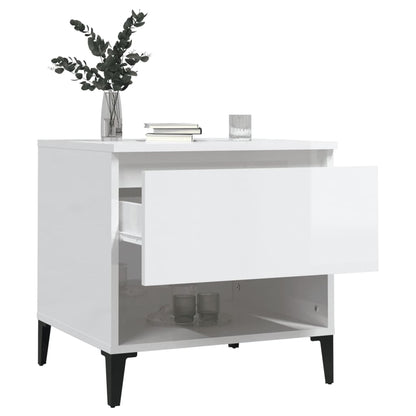 vidaXL Side Table High Gloss White 50x46x50 cm Engineered Wood