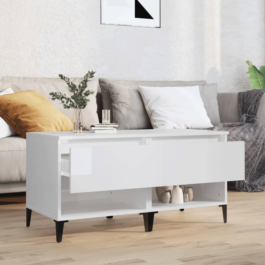 vidaXL Side Tables 2 pcs High Gloss White 50x46x50 cm Engineered Wood